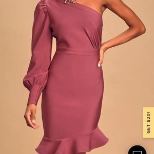 Lulus NWT - Top Of The List Magenta One-Shoulder Asymmetrical Bodycon Dress